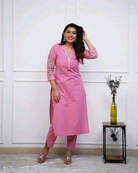 Royal Work Kurti With Pant - XXL, Royal Blue