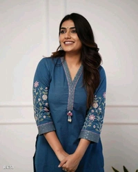 Royal Work Kurti With Pant - XXXL, Royal Blue
