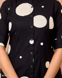 Black Printed Kurti With Pant - M
