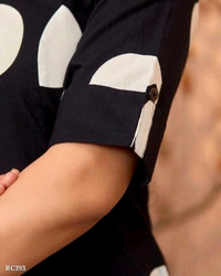 Black Printed Kurti With Pant - M
