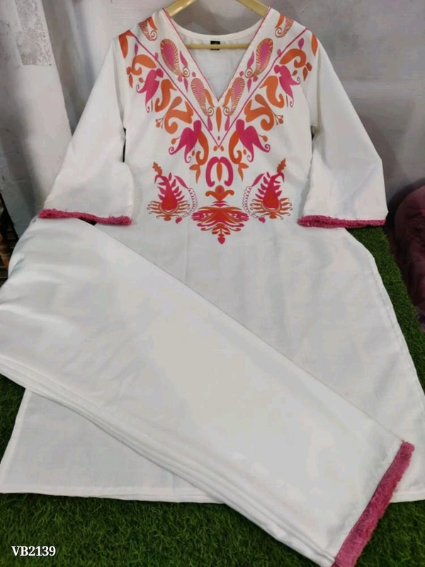 Premium Cotton Kurti With Pant - L