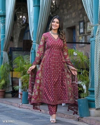 Floral Dress Set - S, Maroon