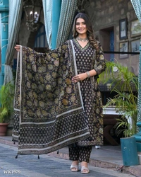 Floral Dress Set - S, Black Mehendi