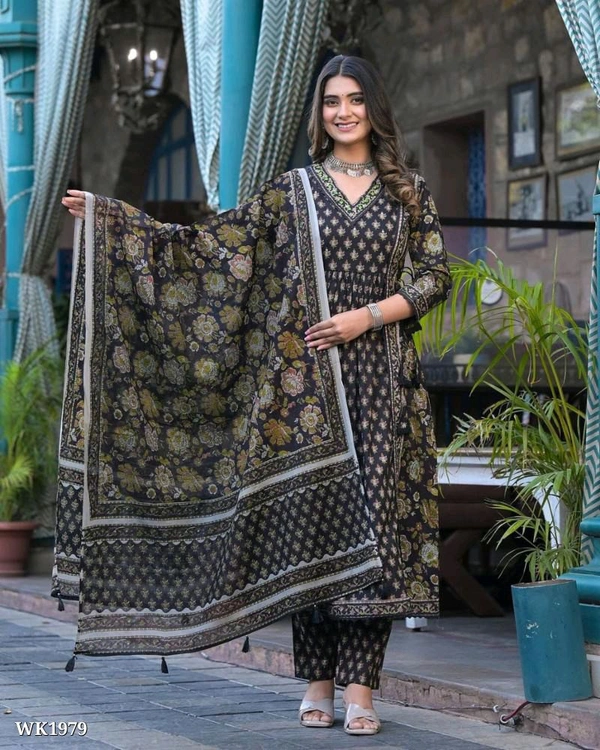 Floral Dress Set - S, Black Mehendi