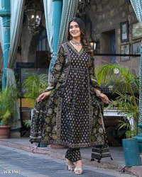 Floral Dress Set - S, Black Mehendi