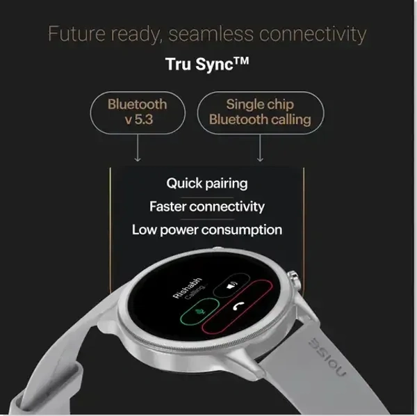 Noise Evolve 3 1.43" AMOLED Always-On Display with Bluetooth Calling, Metallic Design Smartwatch (Silver Grey Strap, Regular) - White