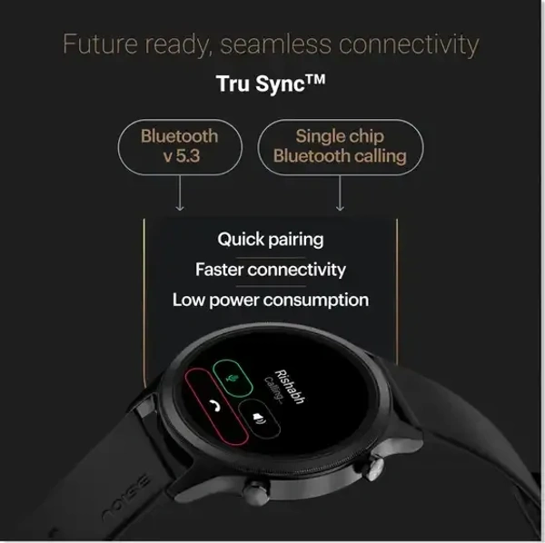 Noise Evolve 3 1.43" AMOLED Always-On Display with Bluetooth Calling, Metallic Design Smartwatch (Carbon Black Strap, Regular) - Black