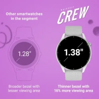 Noise Crew 1.38 Round Display with Bluetooth Calling, Metallic finish, IP68 Rating Smartwatch (Grey Strap, Regular) - White