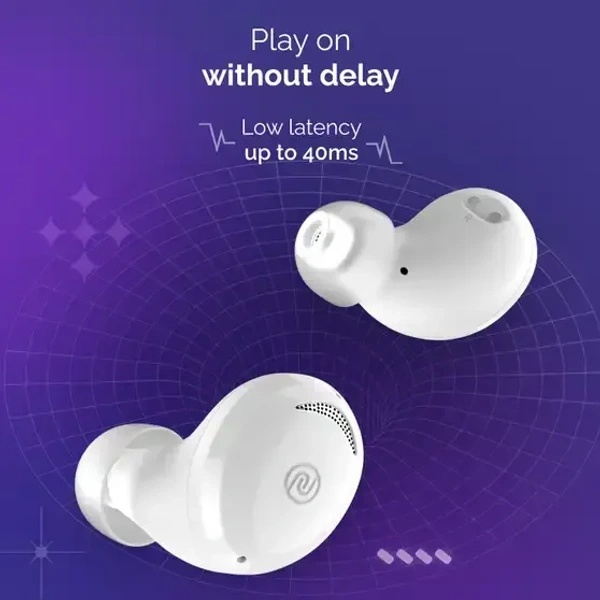 Noise Buds Trance with 45 Hrs Playtime, Low Latency (up to 40ms), HyperSync, and IPX5 Bluetooth (Jet Black, True Wireless) - White