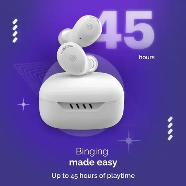 Noise Buds Trance with 45 Hrs Playtime, Low Latency (up to 40ms), HyperSync, and IPX5 Bluetooth (Jet Black, True Wireless) - White