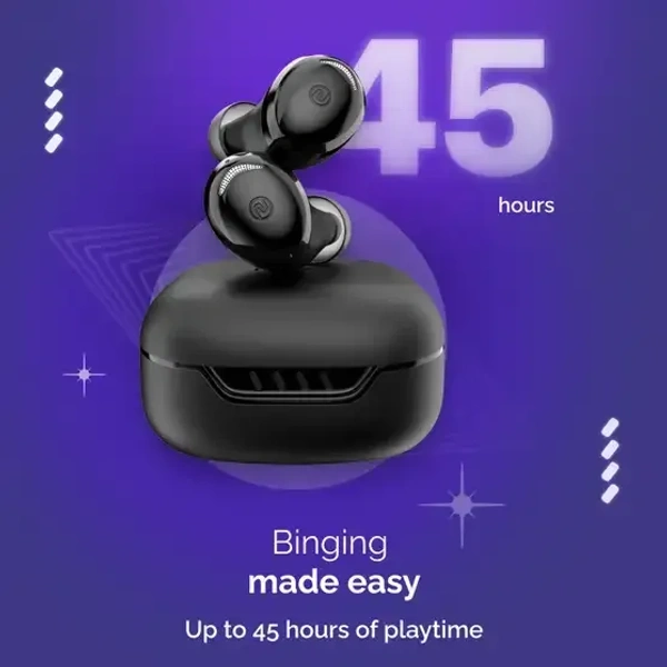 Noise Buds Trance with 45 Hrs Playtime, Low Latency (up to 40ms), HyperSync, and IPX5 Bluetooth (Jet Black, True Wireless) - Black