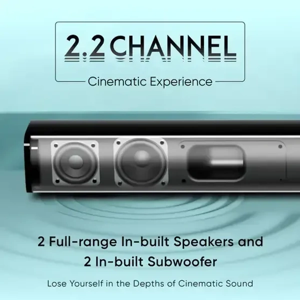 Mivi Fort S80 with 2 inBuilt Subwoofers, 3EQ Modes, Remote Ctrl 80 W Bluetooth Soundbar (Black, 2.2 Channel) - 80W