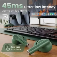 Boult W20 with Zen ENC Mic, 35H Battery Life, Low Latency Gaming, Made in India, 5.3v Bluetooth (Glacier Blue, True Wireless) - Green Kelp