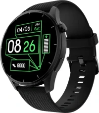 Noise Crew 1.38 Round Display with Bluetooth Calling, Metallic finish, IP68 Rating Smartwatch (Black Strap, Regular) - Black