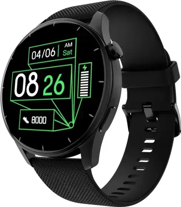 Noise Crew 1.38 Round Display with Bluetooth Calling, Metallic finish, IP68 Rating Smartwatch (Black Strap, Regular) - Black