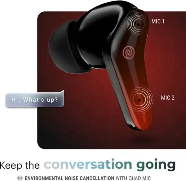 Noise Buds VS102 Pro with ANC (25dB), 70 Hours Playtime, and ENC with Quad Mic Bluetooth (Blazing Red, True Wireless) - Red