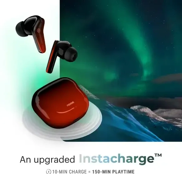 Noise Buds VS102 Pro with ANC (25dB), 70 Hours Playtime, and ENC with Quad Mic Bluetooth (Blazing Red, True Wireless) - Red