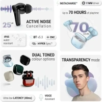 Noise Buds VS102 Pro with ANC (25dB), 70 Hours Playtime, and ENC with Quad Mic Bluetooth (Blazing Red, True Wireless) - Red
