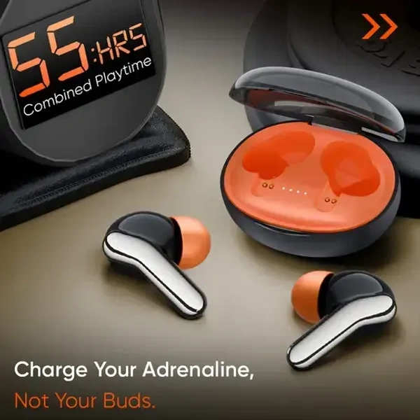 Mivi Duopods I6, 55Hrs PT, HD Call, Fast Charging, 3D Sound, 9EQ Modes App Supp, IPX4 Bluetooth (Black, True Wireless) - Tundora
