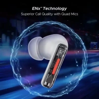 boAt Airdopes Drift with Beast Mode, Blazing LEDs, 40 HRS Playback & ENx Technology Bluetooth Gaming (White Sabre, True Wireless) - White