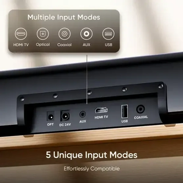Mivi Fort H160 Soundbar, 160 Watts, 2.1 Channel, Multi-Input and EQ Modes, BT v5.1 160 W Bluetooth Soundbar (Black, 5.1 Channel)
