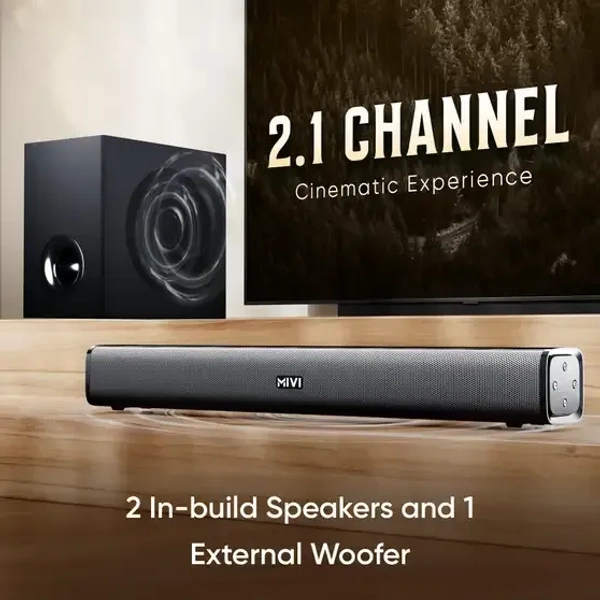 Mivi Fort H160 Soundbar, 160 Watts, 2.1 Channel, Multi-Input and EQ Modes, BT v5.1 160 W Bluetooth Soundbar (Black, 5.1 Channel)
