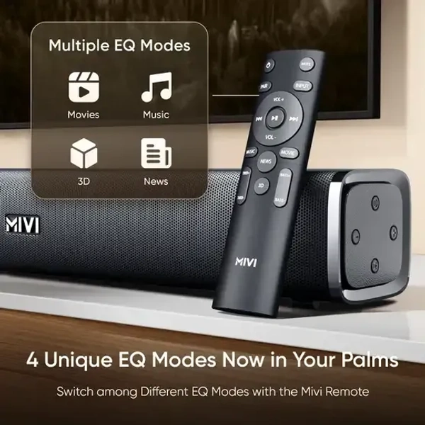 Mivi Fort H160 Soundbar, 160 Watts, 2.1 Channel, Multi-Input and EQ Modes, BT v5.1 160 W Bluetooth Soundbar (Black, 5.1 Channel)