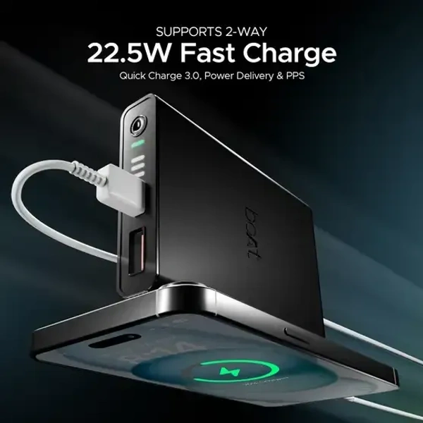 boAt 10000 mAh 22.5 W Pocket Size Power Bank (Carbon Black, Lithium Polymer, Fast Charging, Quick Charge 3.0, Power Delivery 3.0 for Mobile, Tablet)