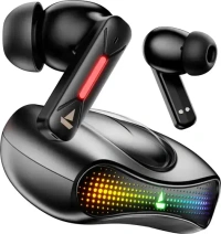 boAt Airdopes Drift with Beast Mode, Blazing LEDs, 40 HRS Playback & ENx Technology Bluetooth (Black Sabre, True Wireless) - Black