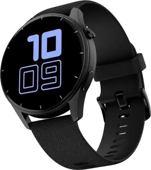 Noise Crew 1.38 Round Display with Bluetooth Calling, Metallic finish, IP68 Rating Smartwatch (Black Strap, Regular) - Black