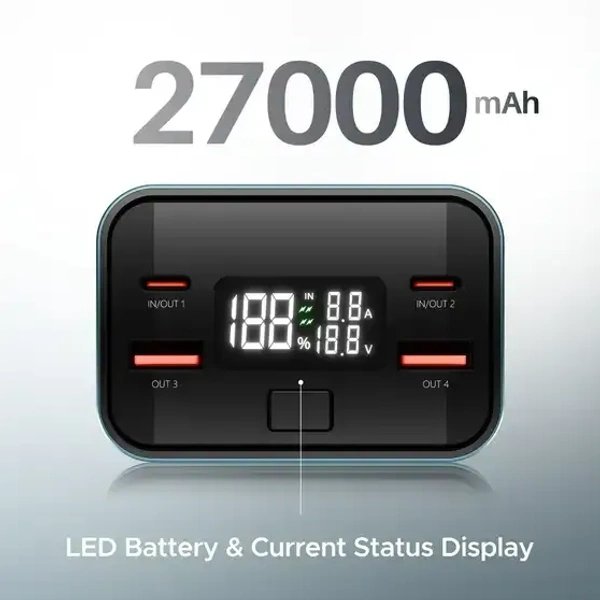 boAt 27000 mAh 160 W Power Bank (Gunmetal, Lithium-ion, Quick Charge 3.0, Power Delivery 3.0 for Earbuds, Laptop, Mobile, Smartwatch, Speaker, Tablet, Trimmer)