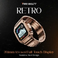 Fire-Boltt Retro 39.1mm (1.54) Display, Bluetooth call, Voice Assistance, Steel Straps Smartwatch (Rose Gold Strap, Free Size) - Golden Sand
