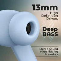 PTron Bassbuds Nova - AI ENC 4 Mics, 40hrs Playback, Deep Bass, 50ms Low Latency Bluetooth (Light Blue, True Wireless)