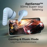PTron Bassbuds Nova - AI ENC 4 Mics, 40hrs Playback, Deep Bass, 50ms Low Latency Bluetooth (Light Blue, True Wireless)