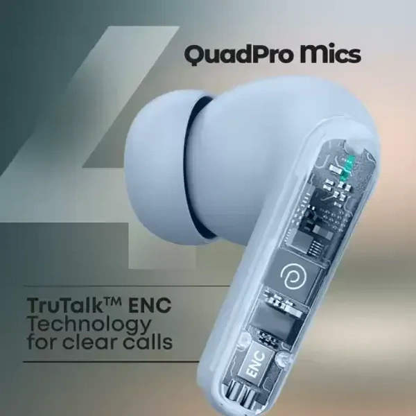 PTron Bassbuds Nova - AI ENC 4 Mics, 40hrs Playback, Deep Bass, 50ms Low Latency Bluetooth (Light Blue, True Wireless)