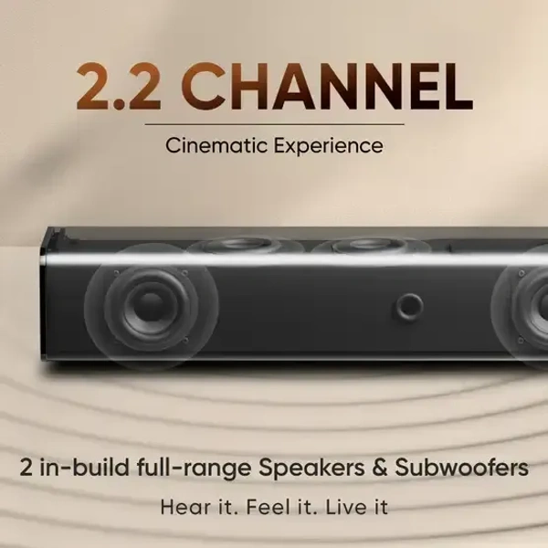 Mivi Fort S100 with 2 inBuilt Subwoofers,3EQ Modes, Remote Ctrl 100 W Bluetooth Soundbar (Black, 2.2 Channel) - 100W