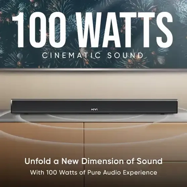 Mivi Fort S100 with 2 inBuilt Subwoofers,3EQ Modes, Remote Ctrl 100 W Bluetooth Soundbar (Black, 2.2 Channel) - 100W