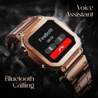 Fire-Boltt Retro 39.1mm (1.54) Display, Bluetooth call, Voice Assistance, Steel Straps Smartwatch (Rose Gold Strap, Free Size) - Golden Sand