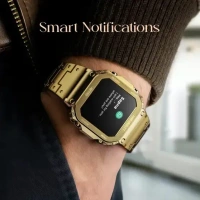 Fire-Boltt Retro 39.1mm (1.54) Display, Bluetooth call, Voice Assistance, Steel Straps Smartwatch (Rose Gold Strap, Free Size) - Golden Sand