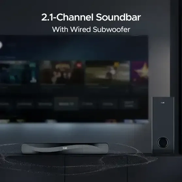 boAt Aavante Bar A1040 w/ Attractive Design, EQ Modes & Remote Control 50 W Bluetooth Soundbar (Premium Black, 2.1 Channel) - 50W