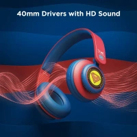 boAt Rockerz 450 Superman DC Edition Wireless Bluetooth Headphone with 40mm Dynamic Drivers, Upto 15 Hours Playback, Adaptive Headband   - Red