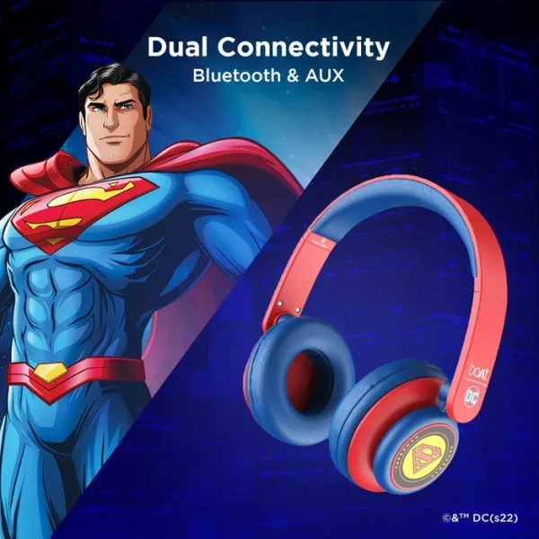 boAt Rockerz 450 Superman DC Edition Wireless Bluetooth Headphone with 40mm Dynamic Drivers, Upto 15 Hours Playback, Adaptive Headband   - Red