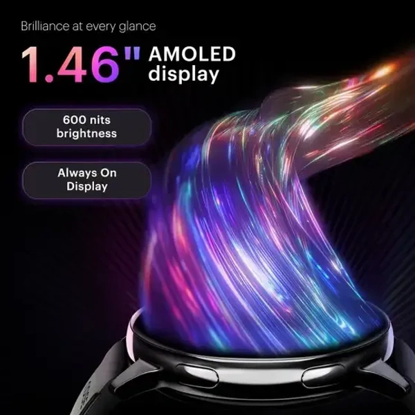 Noise Vortex Plus, 1.46'' AMOLED Display, BT Calling, Sleek Metal Finish Smartwatch (Elite Silver Strap, Regular) - Silver