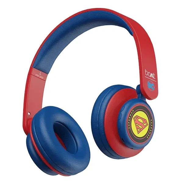 boAt Rockerz 450 Superman DC Edition Wireless Bluetooth Headphone with 40mm Dynamic Drivers, Upto 15 Hours Playback, Adaptive Headband   - Red