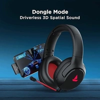 Boat boAt Immortal Im 1300 Gaming Bluetooth Wireless Over Ear Headphones With Mic With 2.4Ghz Ultra Low Latency Mode Upto 35Ms, Bluetooth Mode 3D Spatial Audio, Bt V5.1, Dual Mics, Dongle Slot(Black Sabre)