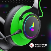 Boat boAt Immortal IM1000D Dual Channel Gaming Wired Over Ear Headphones with mic, Dolby Atmos, 7.1 Channel Surround Audio, 50mm Drivers & RGB Breathing LEDs(Viper Green) - Viper Green