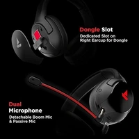 Boat boAt Immortal Im 1300 Gaming Bluetooth Wireless Over Ear Headphones With Mic With 2.4Ghz Ultra Low Latency Mode Upto 35Ms, Bluetooth Mode 3D Spatial Audio, Bt V5.1, Dual Mics, Dongle Slot(Black Sabre)