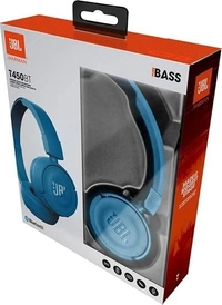 JBL T450BT by Harman Extra Bass Wireless On-Ear Headphones with Mic (Blue) - Blue