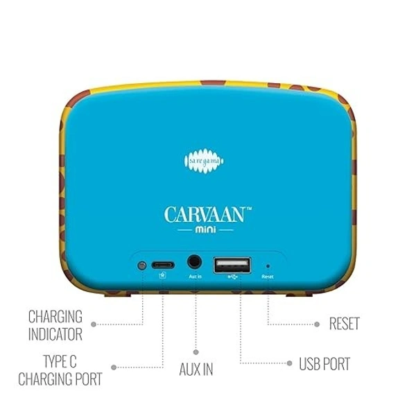 Carvaan Saregama Mini Kids - Pre-Loaded with Stories, Rhymes, Learnings, Mantras with Bluetooth/USB/Aux in-Out