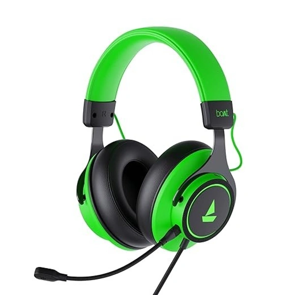 Boat boAt Immortal IM1000D Dual Channel Gaming Wired Over Ear Headphones with mic, Dolby Atmos, 7.1 Channel Surround Audio, 50mm Drivers & RGB Breathing LEDs(Viper Green) - Viper Green